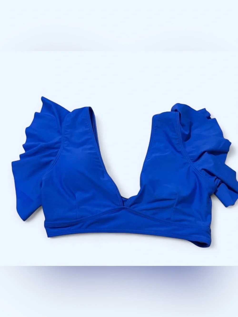 Kids Blue Ruffle Sleeve Swim Top